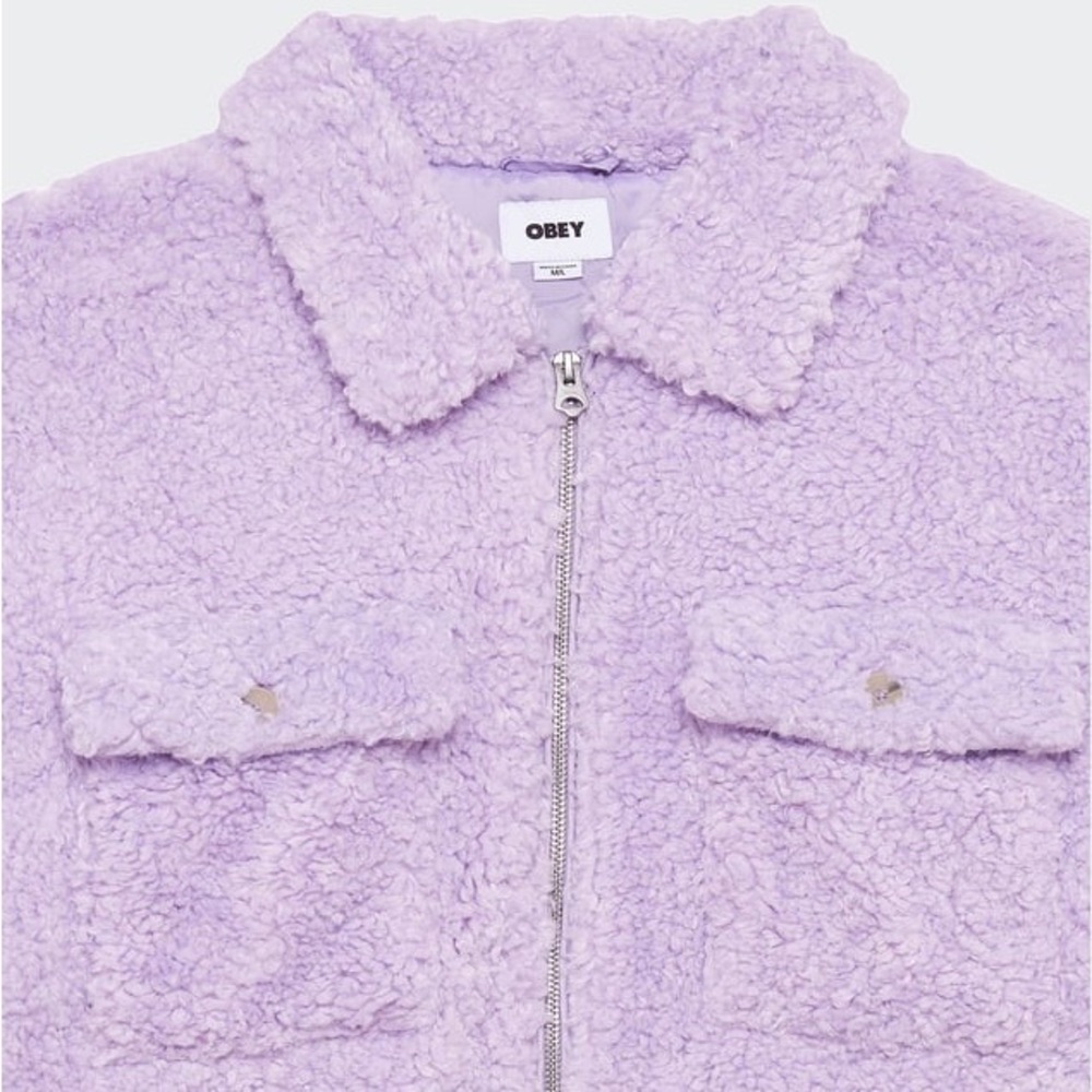 NWT Obey Brenda Cozy Pur in Purple Rose Teddy Bear Sherpa Jacket M / L - Picture 5 of 16